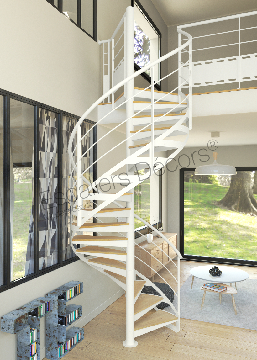 Photo SH47 - Gamme Initiale - SPIR'DÉCO® Contemporain. Escalier d'intérieur hélicoïdal au design léger et contemporain semi-standard. Vue 2