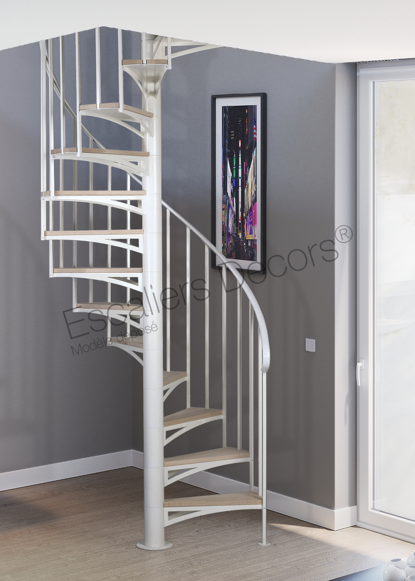 Photo SH20 - SPIR'DÉCO® Kit Atelier Ø 1,230 m. Escalier d'intérieur métal et bois, hélicoïdal semi-standard de notre gamme Initiale.