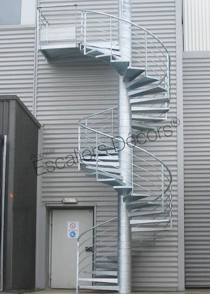 Photo IH32 - SPIR'DÉCO® Larmé. Escalier hélicoïdal extérieur industriel pour évacuation secours incendie.