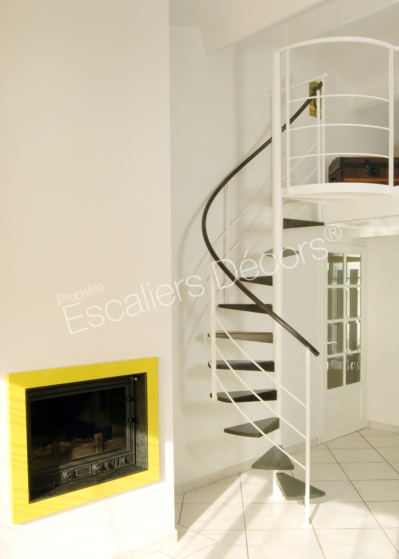 Photo DH49 - SPIR'DÉCO® Standing. Escalier d'intérieur hélicoïdal contemporain installé dans une maison à la décoration classique. Vue 3
