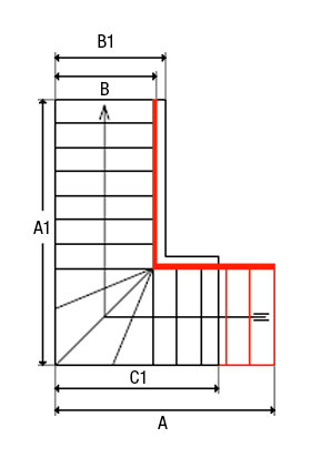 Dimensions escalier quart tournant intermediaire