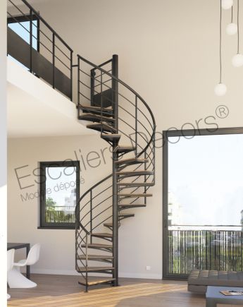 Photo SH51 - SPIR'DÉCO® Atelier Loft - Escalier acier d'intérieur hélicoïdal semi-standard de notre gamme Initiale.