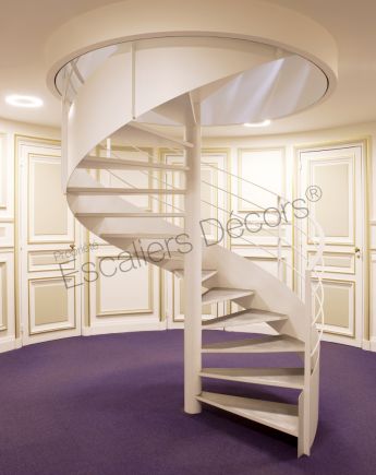 Photo DH74 - Marche Nanoacoustic® tôle lisse sur escalier hélicoïdal intérieur. Vue 1