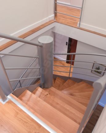 Photo DT70 - SPIR'DÉCO® D'Angle Mixte Droit formant un escalier 2/4 tournants contemporain. Vue 2