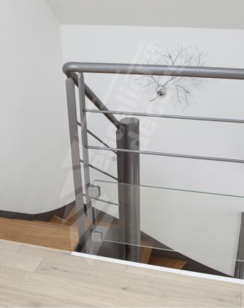 Photo DT71 - SPIR'DÉCO® D'Angle Mixte Droit, formant escalier 2 Quartiers Tournants. Escalier métal et bois d'intérieur au design contemporain. Vue 6